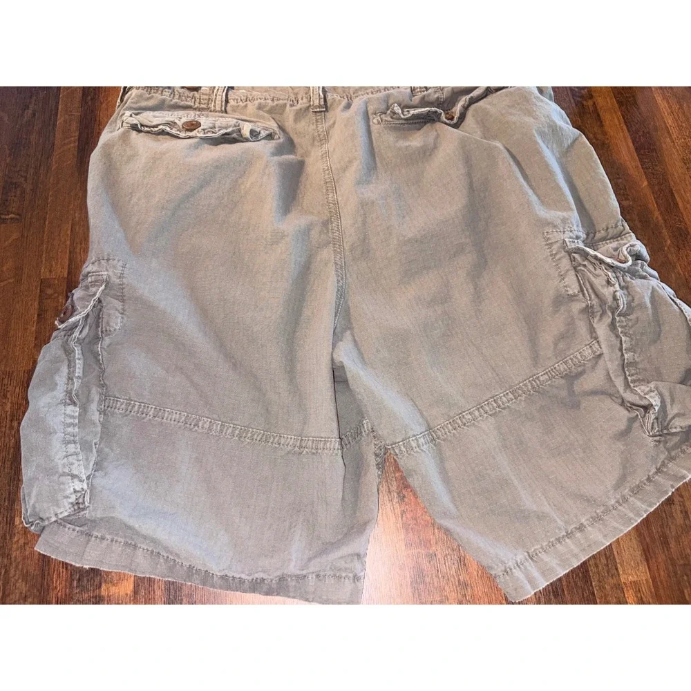 American Eagle Next Level Flex Mens Cargo Shorts Olive Gray Ripstop Size 38